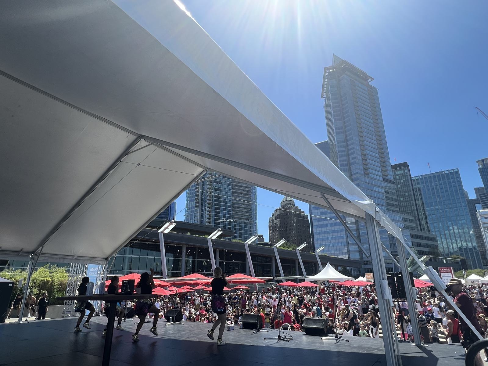 Mom Bop performing to a huge crowd at Canada Place, Vancouver